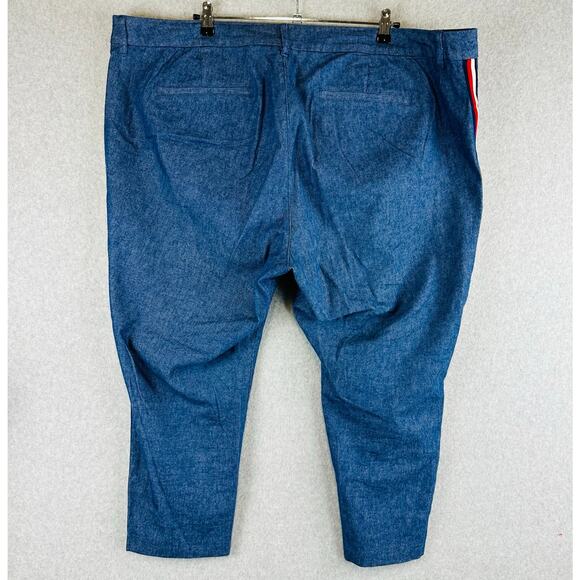 Old Navy Womans Sz 24 Plus Ankle Pixie Pants Blue Stripe Pockets Linen Blend - Picture 8 of 8